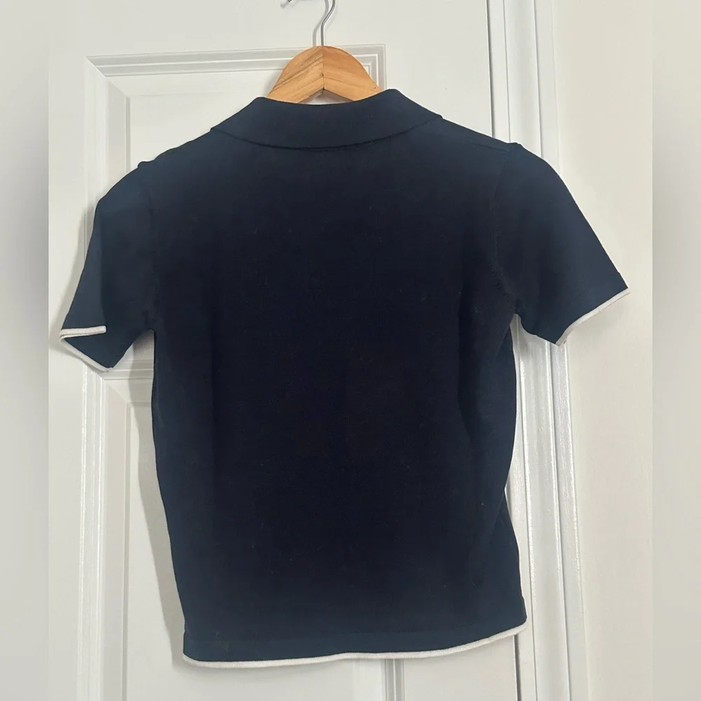 Frame Denim Navy Cotton Polo Top Size XS - Picture 6 of 6